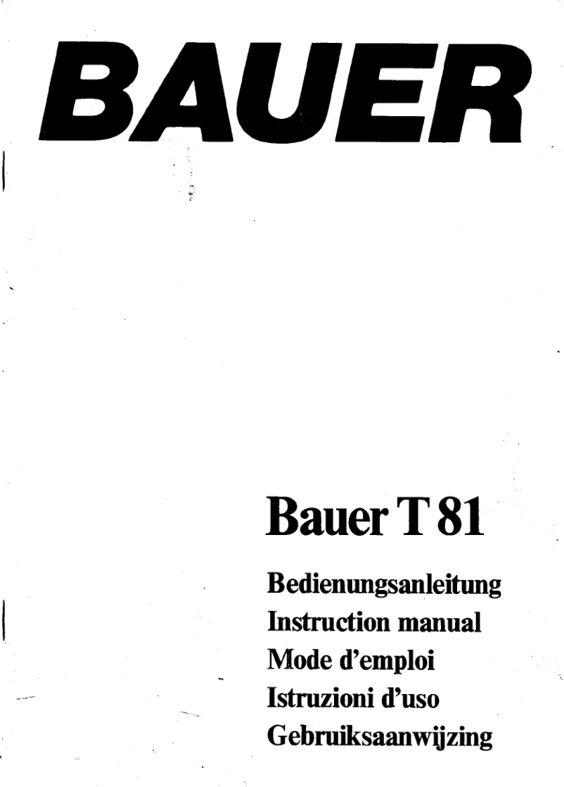 Page n°1 - Manuel utilisateur Bauer T81