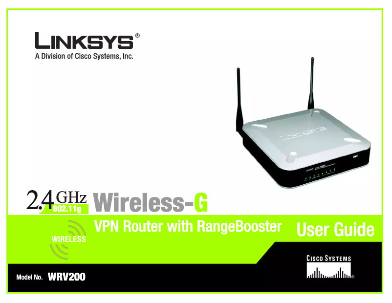 Page n°1 - Manuel utilisateur Linksys WRV200
