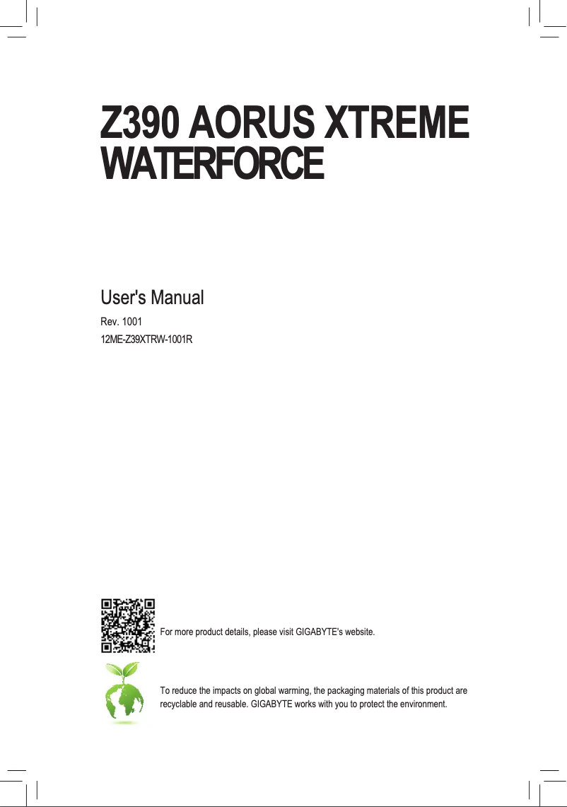 Página 1 del manual Manual de usuario Gigabyte Z390 AORUS XTREME WATERFORCE