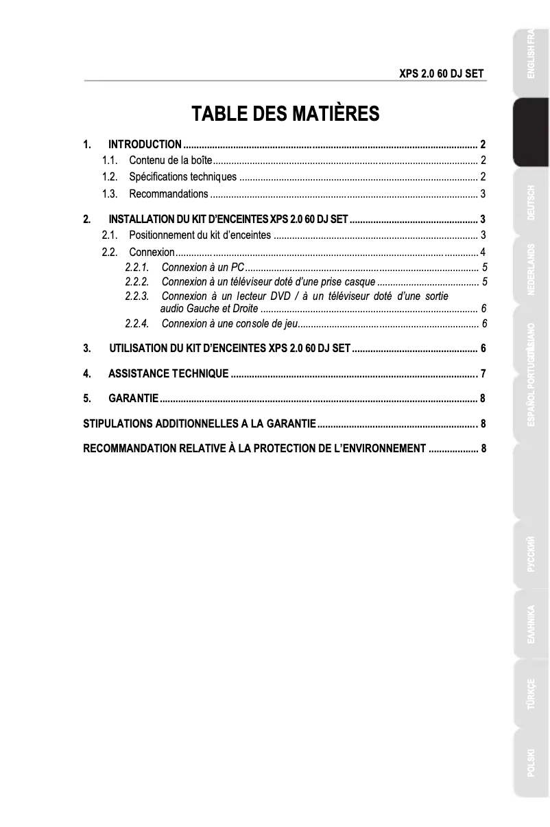 Page n°1 - Manuel utilisateur Hercules XPS 2.0 60