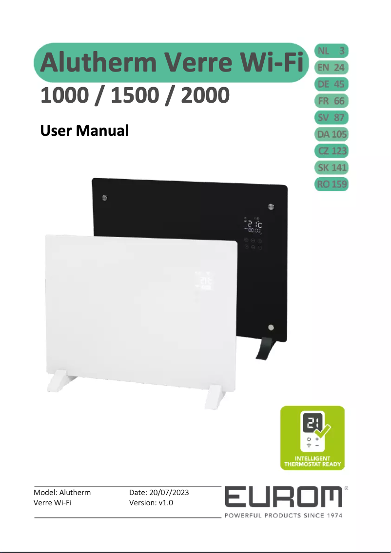 Página 1 del manual Manual de usuario Eurom Alutherm Verre 1000