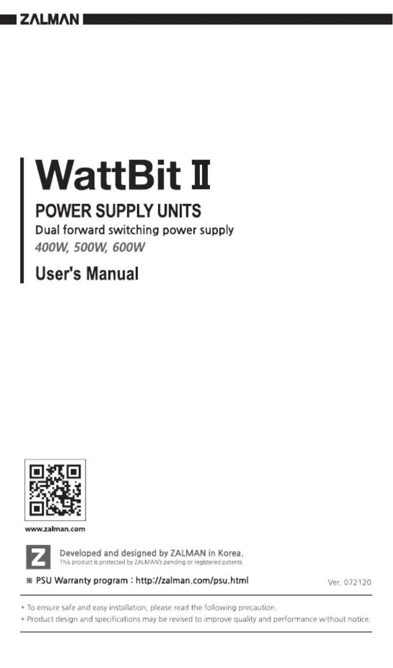 Página 1 del manual Manual de usuario Zalman Wattbit II ZM400-XEII
