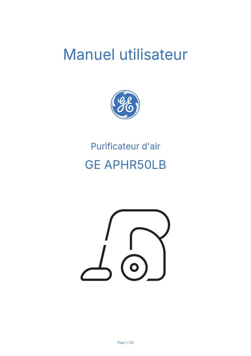 Image de la première page du manuel de l'appareil APHR50LB