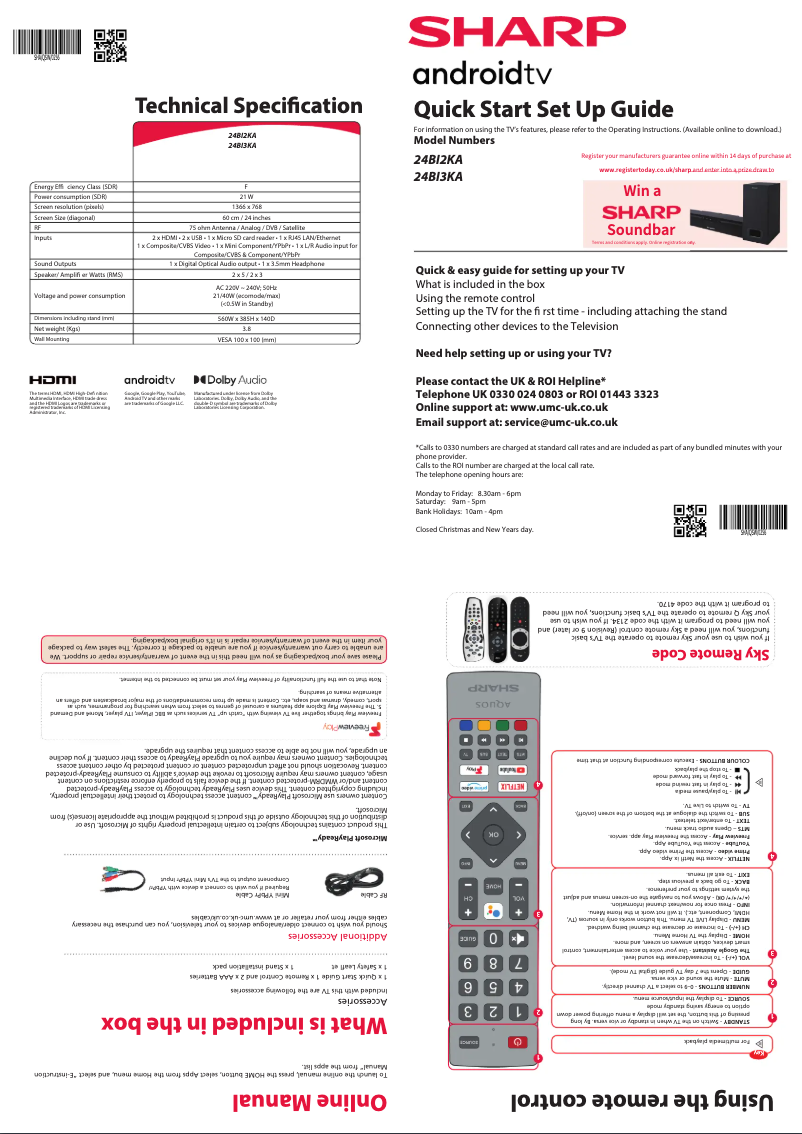 Page 1 de la notice Guide de démarrage rapide Sharp 24BI3KA