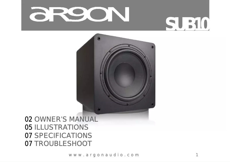 Page n°1 - Manuel utilisateur Argon SUB10
