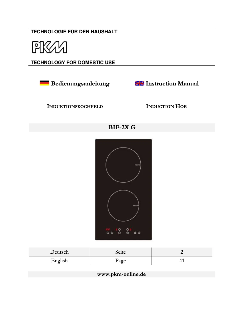 Page 1 de la notice Manuel utilisateur PKM BIF-2X G