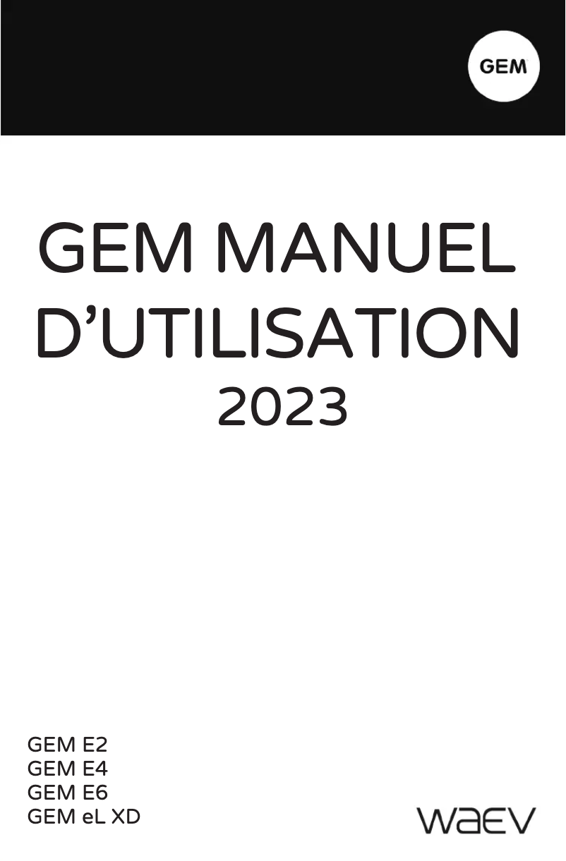 Page 1 de la notice Manuel utilisateur GEM e6 (2023)