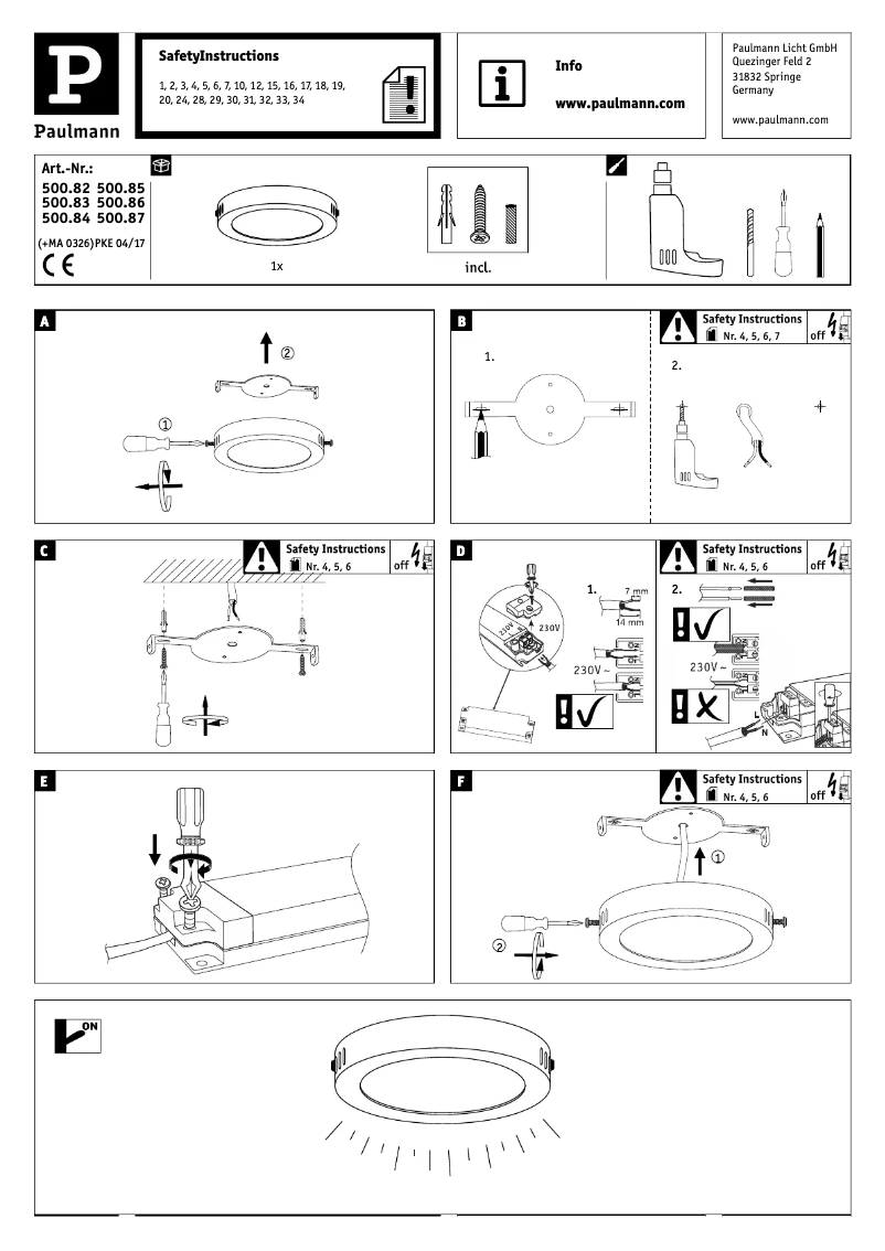 Page 1 de la notice Manuel utilisateur Paulmann Cesena