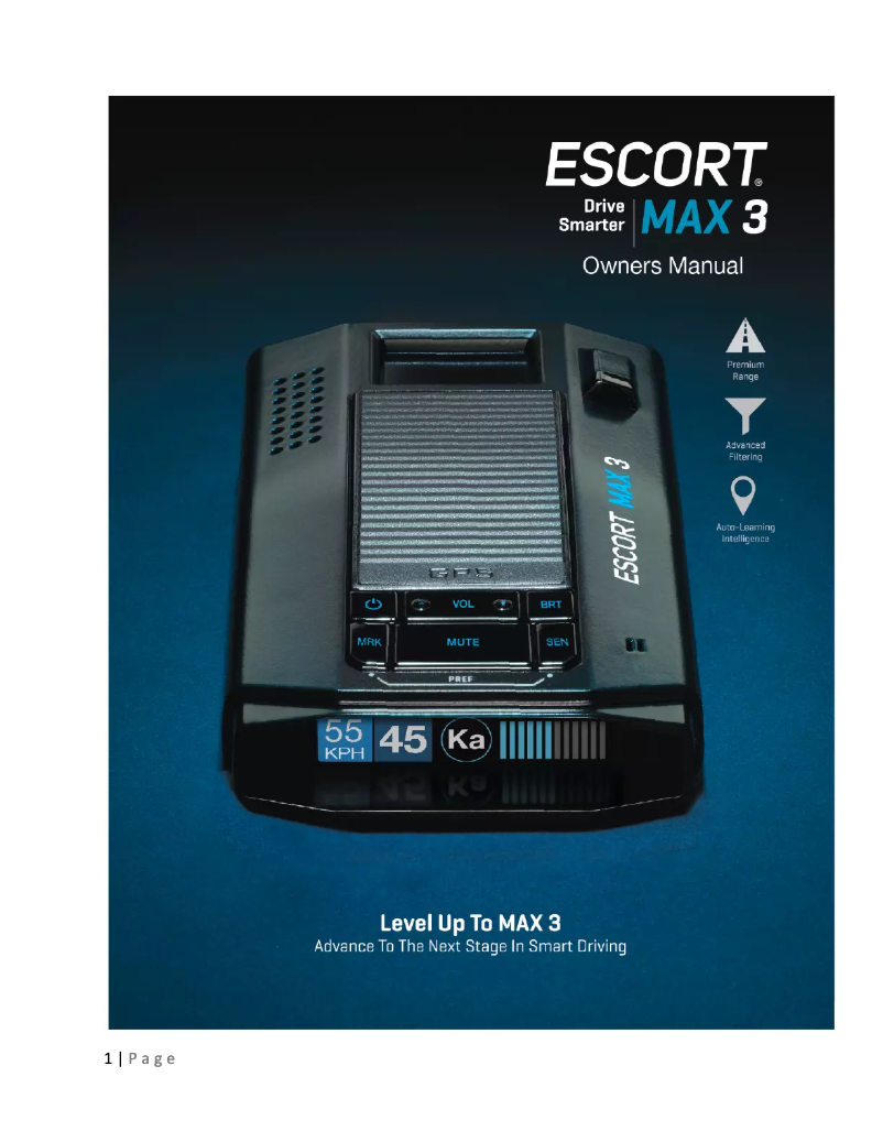 Page 1 de la notice Manuel utilisateur Escort MAX 3