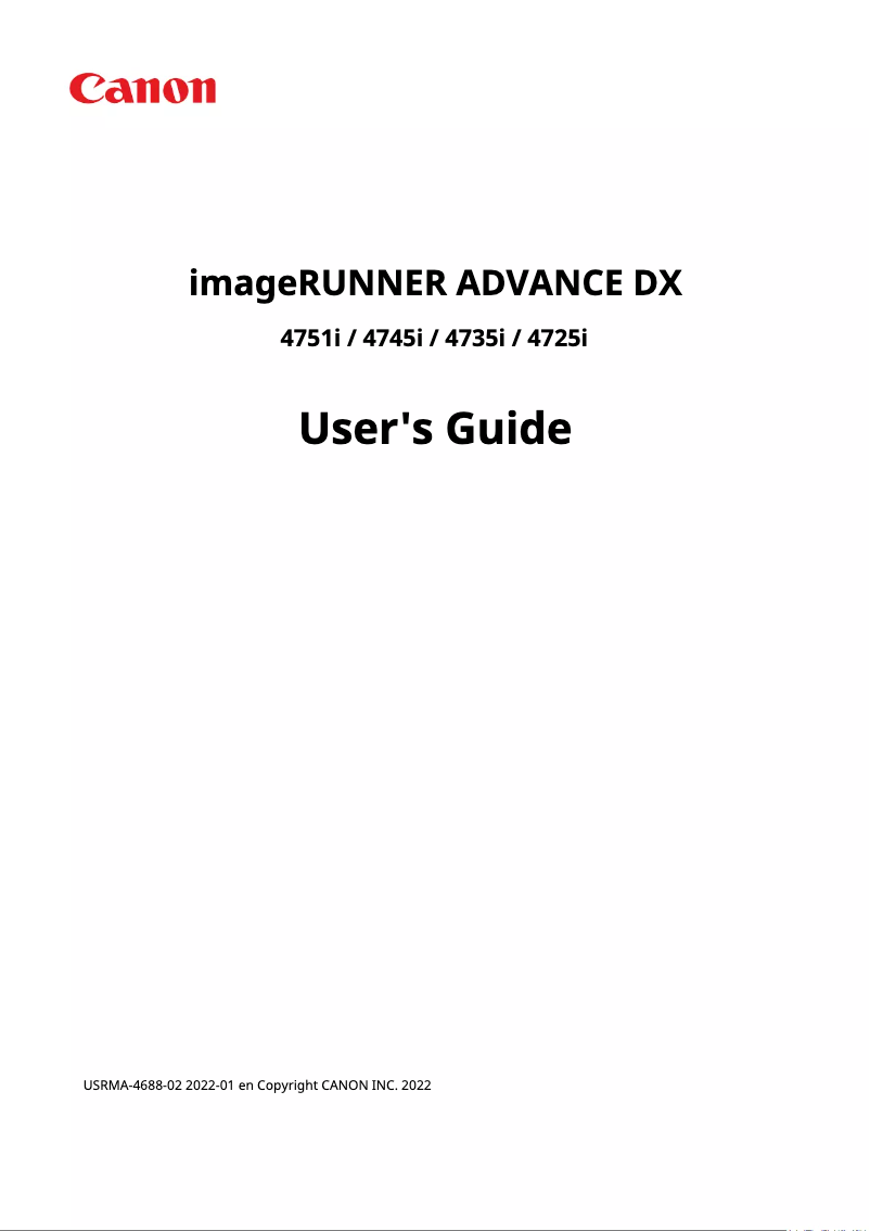 Page n°1 - Manuel utilisateur Canon imageRUNNER ADVANCE DX 4735i