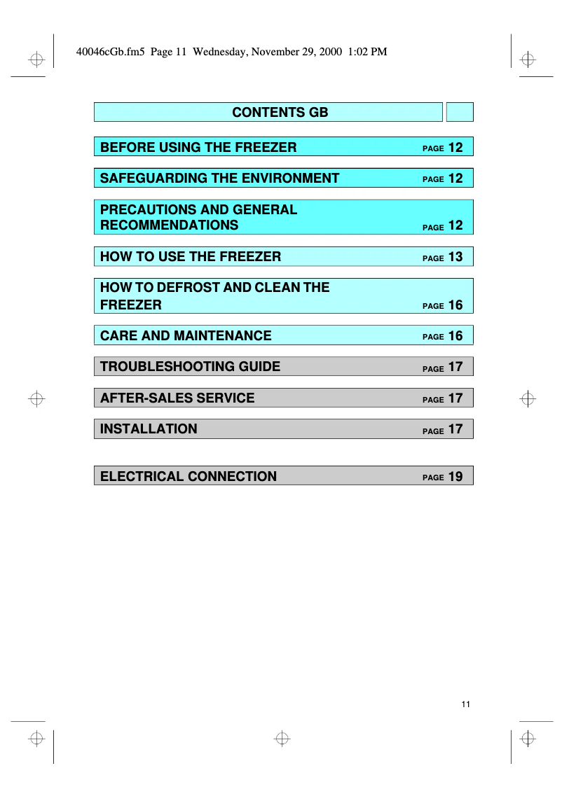 Page 1 de la notice Manuel utilisateur Whirlpool AFG 389/H