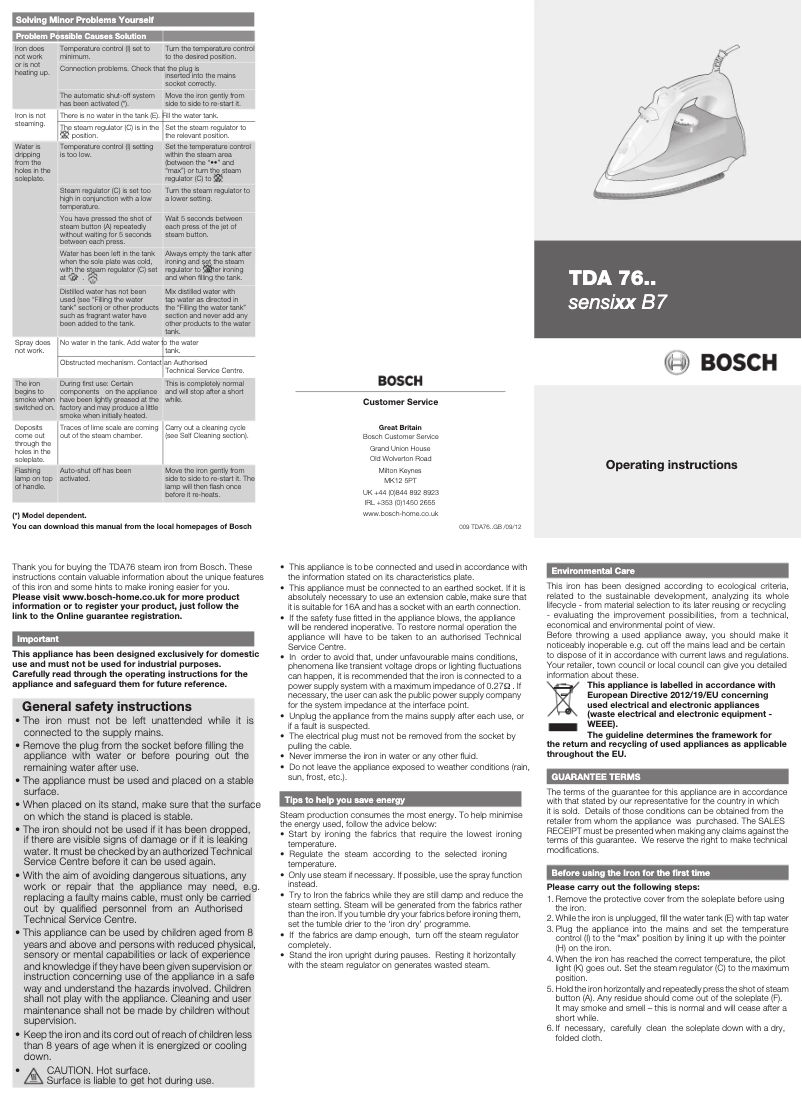 Página 1 del manual Manual de usuario Bosch Sensixx B7 premier TDA7630GB