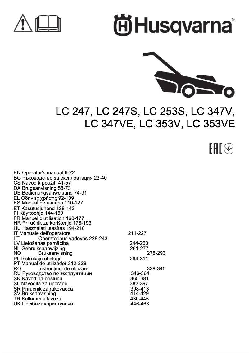 Página 1 del manual Manual de usuario Husqvarna LC 253S