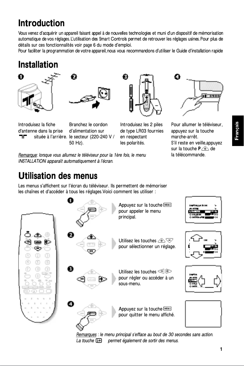Page 1 de la notice Manuel utilisateur Philips 17PT1563