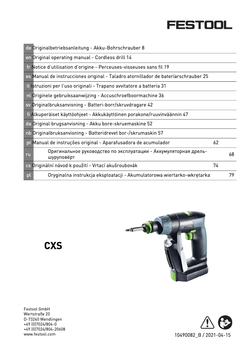 Página 1 del manual Manual de usuario Festool CXS 2,6-Plus