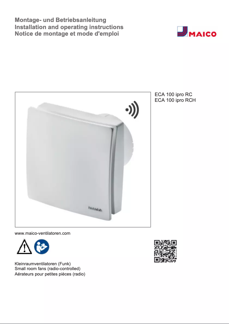 Page n°1 - Manuel utilisateur Maico ECA 100 ipro RC