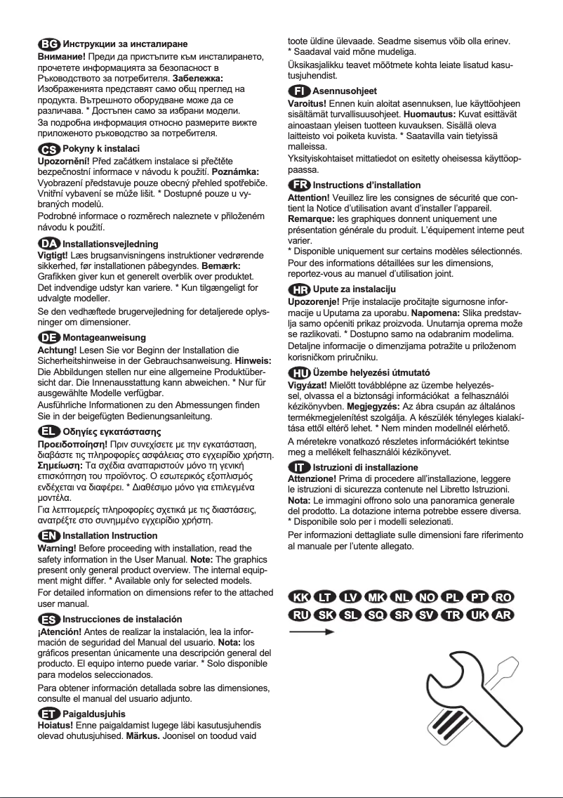 Page 1 de la notice Guide d'installation Electrolux LNT4TE33X2