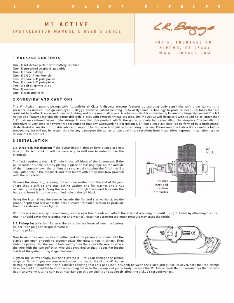 Image de la première page du manuel de l'appareil M1 Active