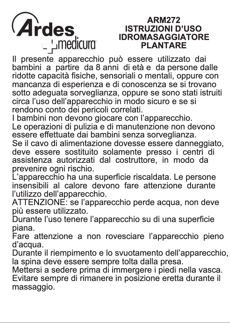 Page 1 de la notice Manuel utilisateur Ardes ARM272