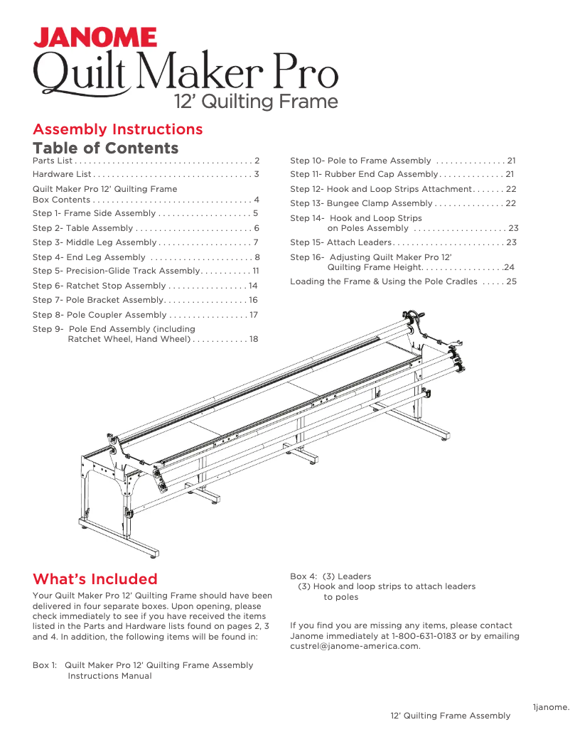 Page 1 de la notice Manuel utilisateur Janome Quilt Maker Pro 18