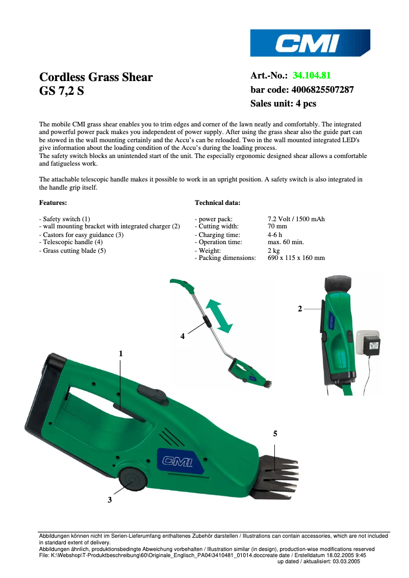 Image de la première page du manuel de l'appareil GS 7,2 S
