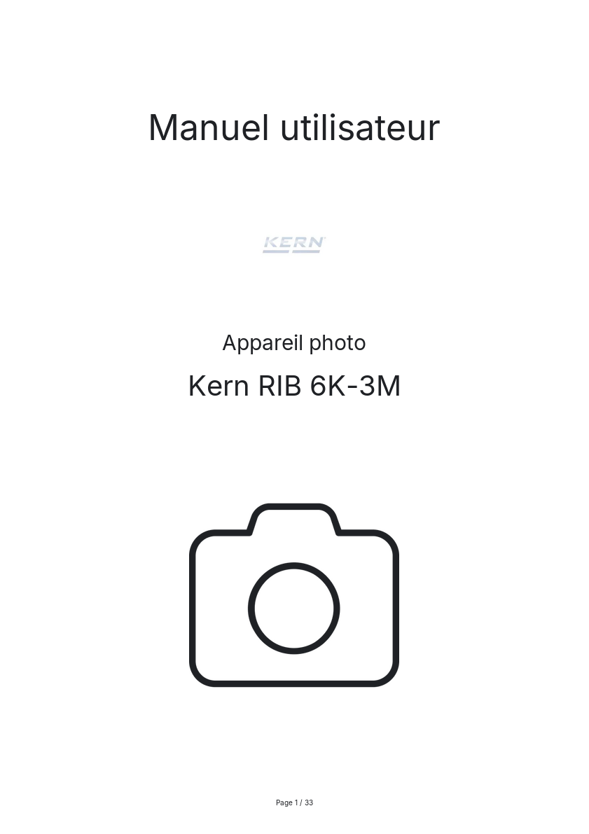 Page n°1 - Manuel utilisateur Kern RIB 6K-3M