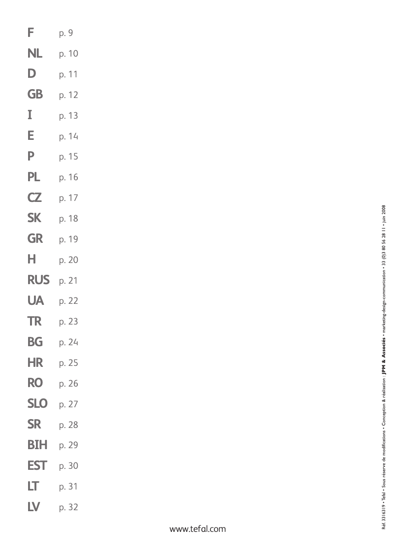 Page 1 de la notice Manuel utilisateur Tefal Delight TT8121