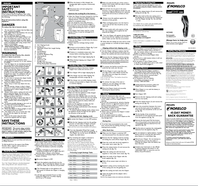 Image de la première page du manuel de l'appareil HC5442