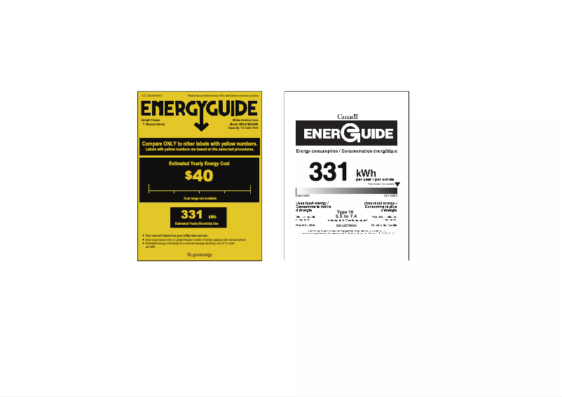 Page 1 de la notice Label énergétique Midea MRU07M2AWW