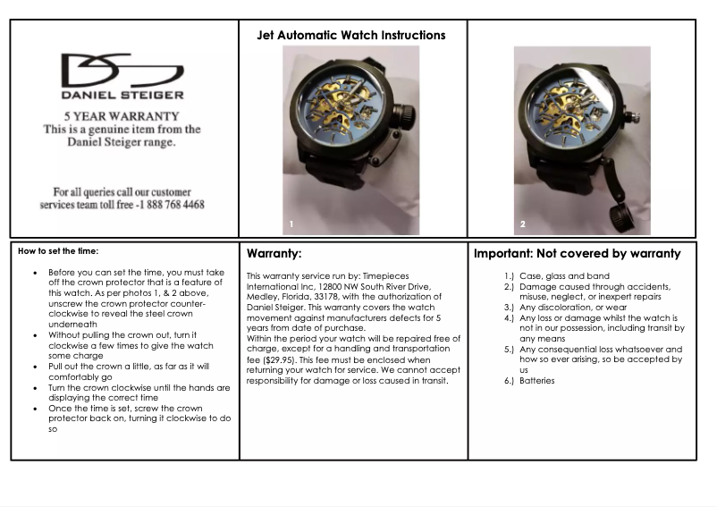 Page n°1 - Manuel utilisateur Daniel Steiger Jet