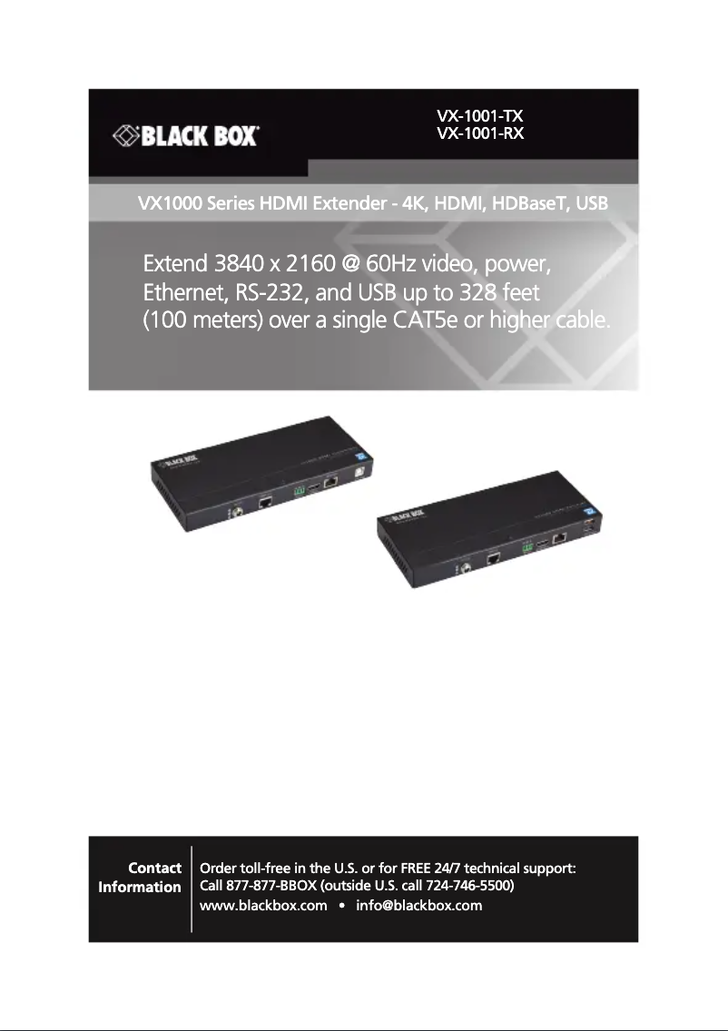 Page 1 de la notice Manuel utilisateur Black Box VX-1001-TX