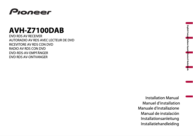 Page n°1 - Manuel utilisateur Pioneer AVH-Z7100DAB