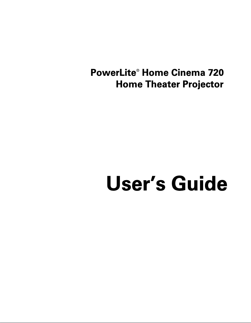 Image de la première page du manuel de l'appareil PowerLite Home Cinema 720