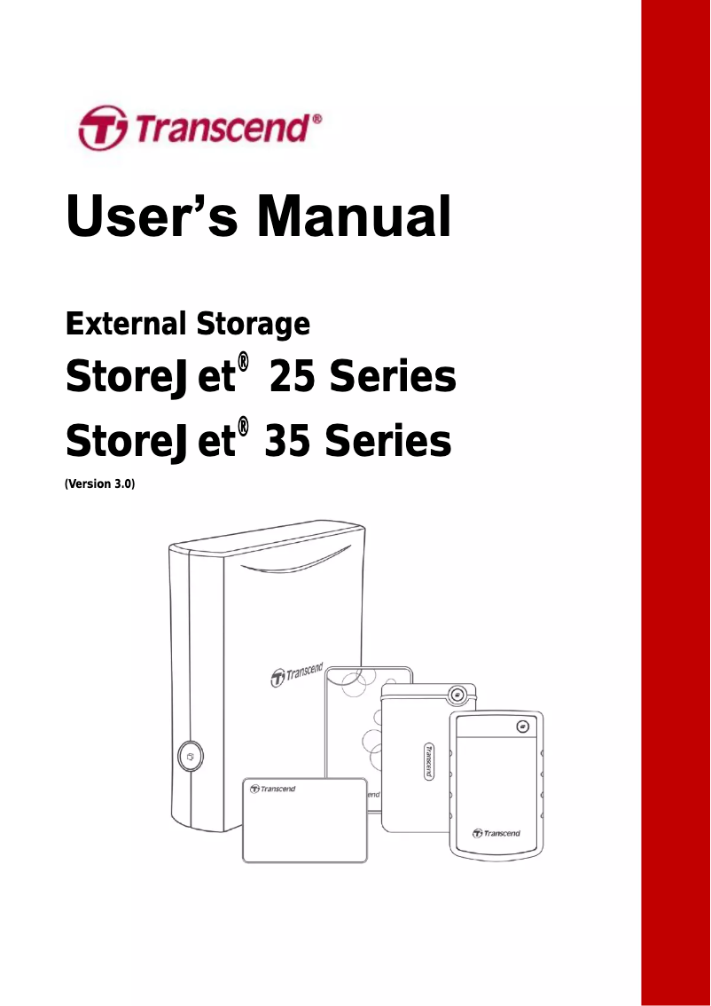 Page n°1 - Manuel utilisateur Transcend StoreJet 25M3