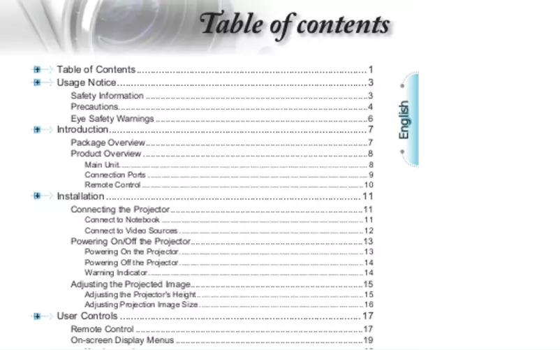 Página 1 del manual Manual de usuario Optoma TH1060P