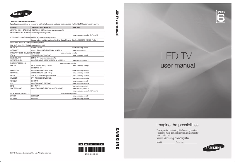 Page n°1 - Manuel utilisateur Samsung UE55C6900VS