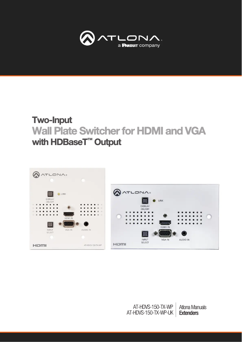 Page n°1 - Manuel utilisateur Atlona AT-HDVS-150-TX-WP