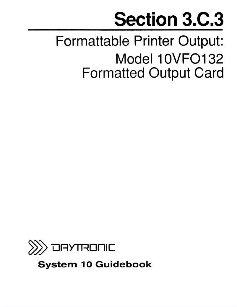 Page 1 de la notice Manuel utilisateur Daytronic 10VFO132