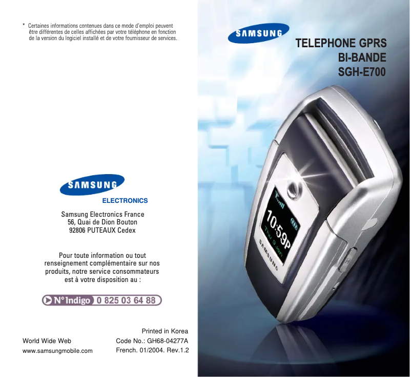 Page n°1 - Manuel utilisateur Samsung SGH-E700