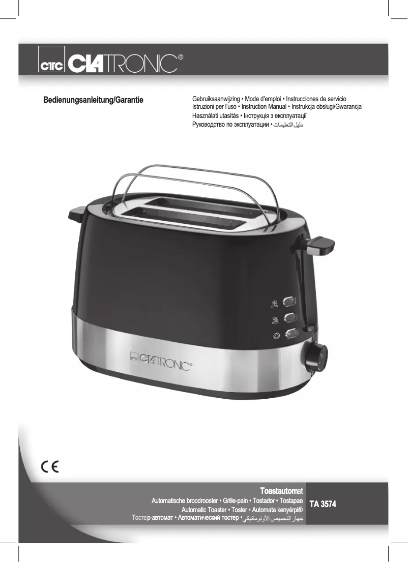 Page 1 de la notice Manuel utilisateur Clatronic TA 3574