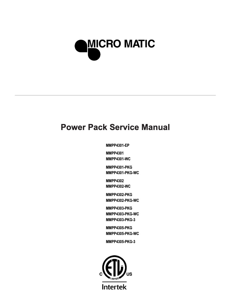Page n°1 - Manuel utilisateur Micro Matic MMPP4301-PKG