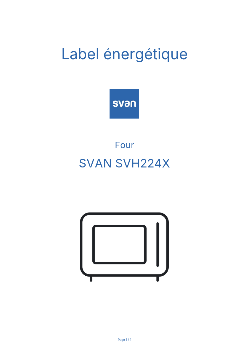Page n°1 - Label énergétique SVAN SVH224X