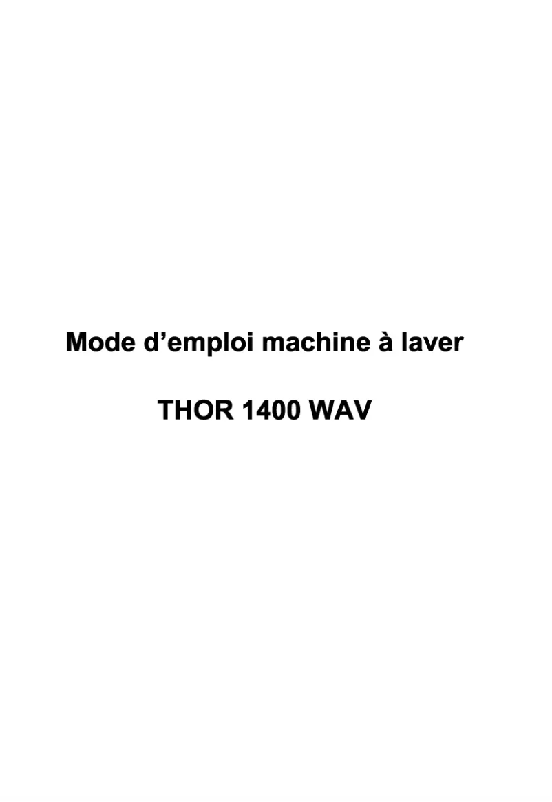 Image de la première page du manuel de l'appareil THOR 1400 WAV
