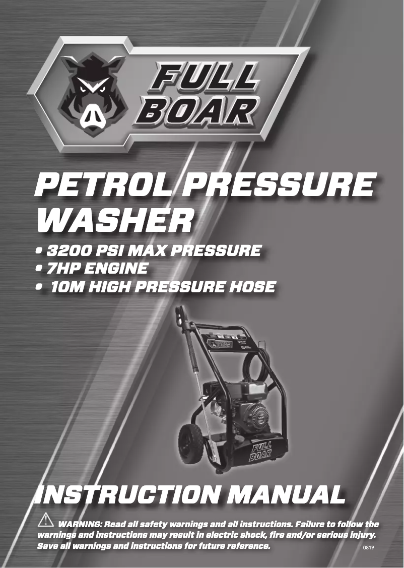 Page 1 de la notice Manuel utilisateur Full Boar 3200PSI 7HP