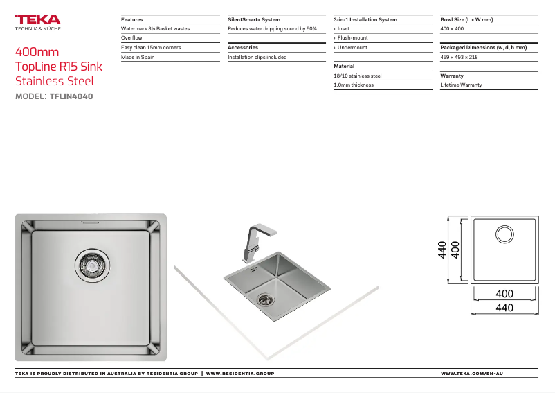 Page 1 de la notice Manuel utilisateur Teka TFLIN4040