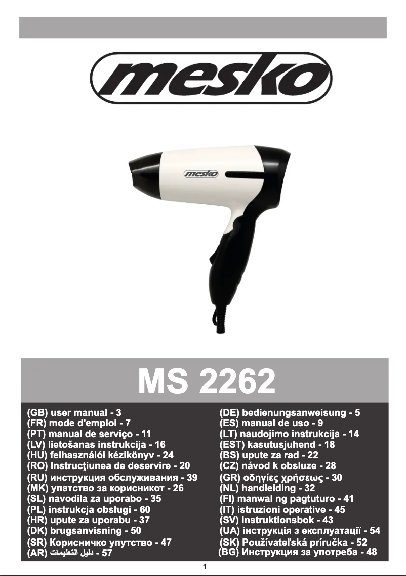Page n°1 - Manuel utilisateur Mesko MS 2262