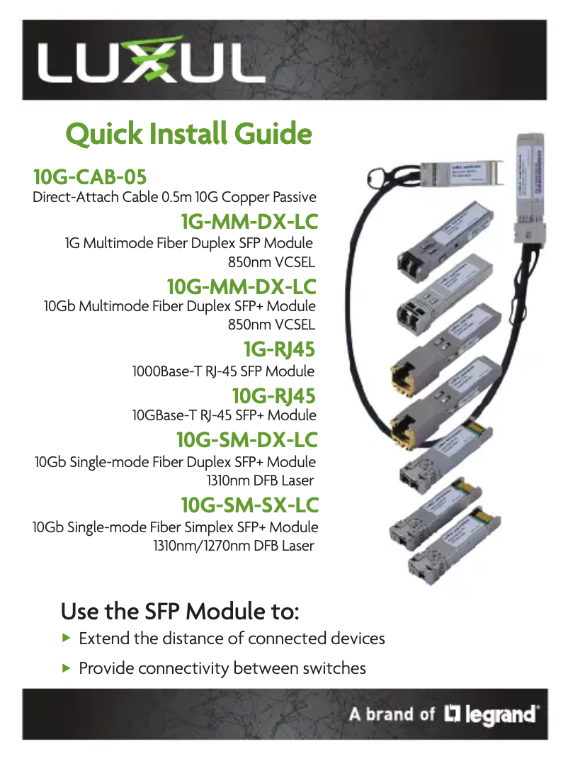 Page n°1 - Manuel utilisateur Luxul 10G-RJ45