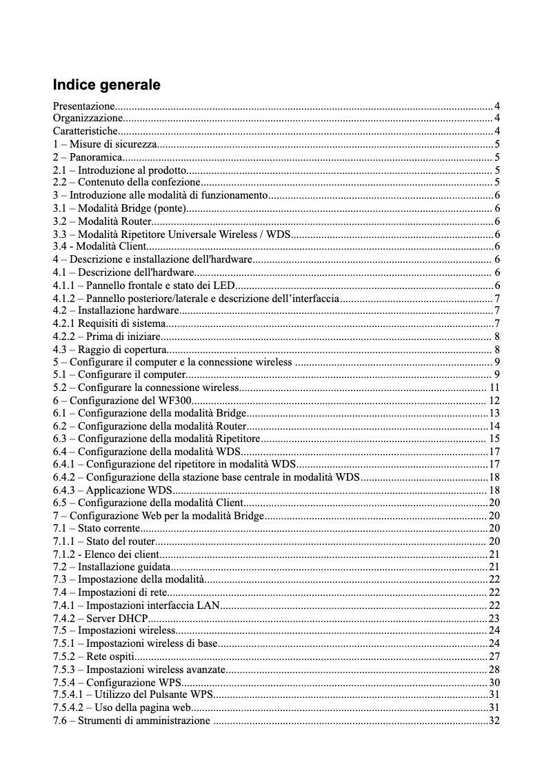 Image de la première page du manuel de l'appareil WF300 AP+RP+CL