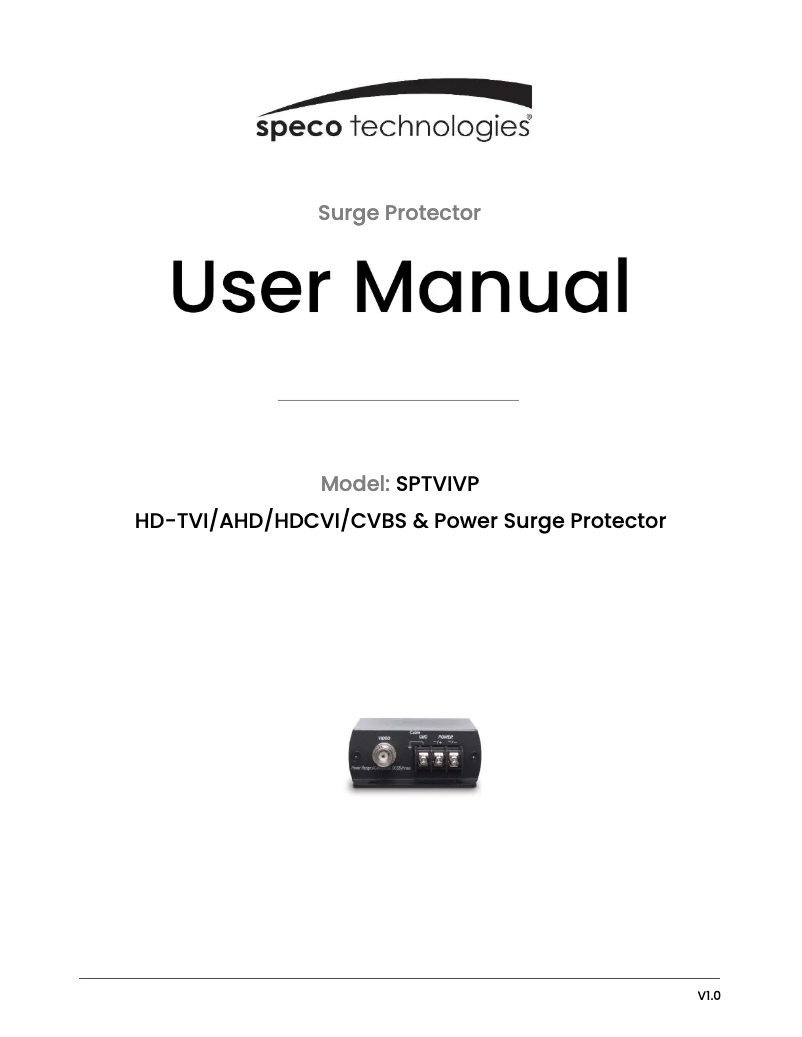 Image de la première page du manuel de l'appareil SPTVIVP