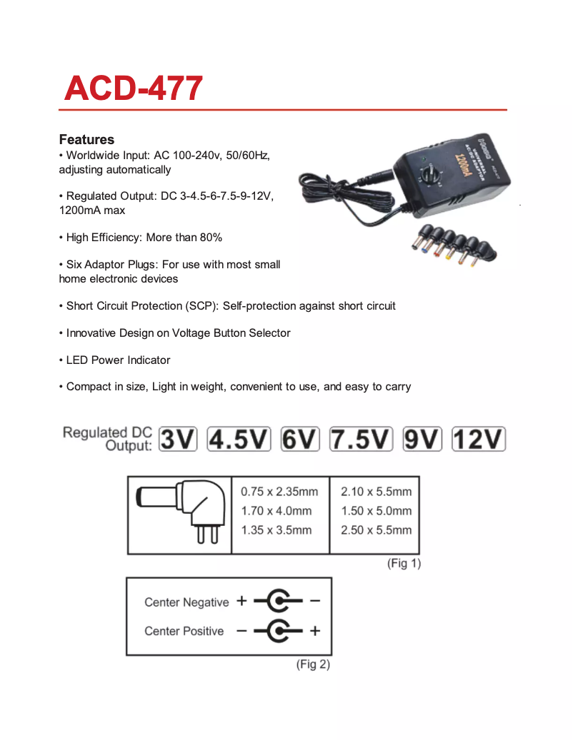 Page n°1 - Manuel utilisateur Hosa ACD-477